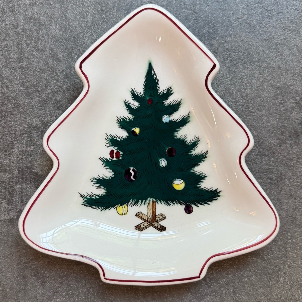 Vintage Lefton Christmas Tree Shaped Ceramic Dish